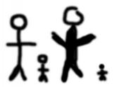Stick figures of various sizes